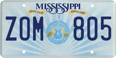 MS license plate ZOM805
