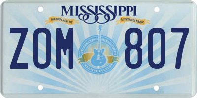 MS license plate ZOM807