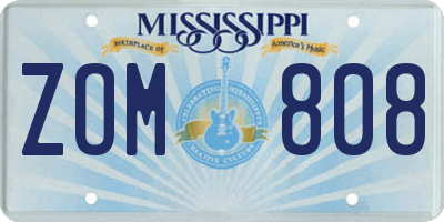 MS license plate ZOM808
