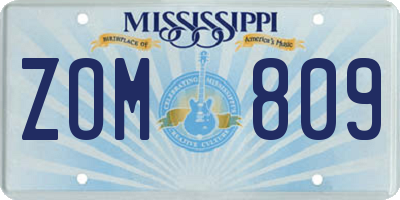 MS license plate ZOM809