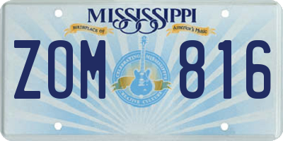 MS license plate ZOM816