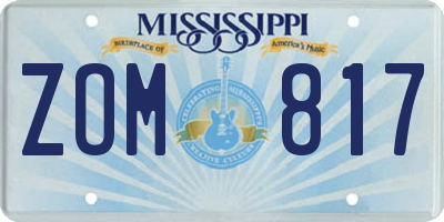 MS license plate ZOM817