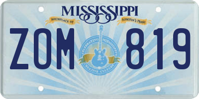 MS license plate ZOM819