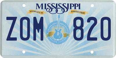 MS license plate ZOM820