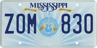 MS license plate ZOM830