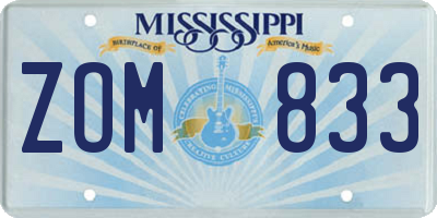 MS license plate ZOM833