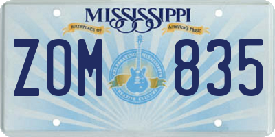 MS license plate ZOM835