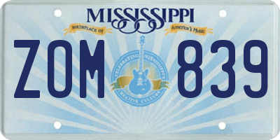 MS license plate ZOM839