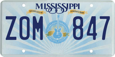 MS license plate ZOM847