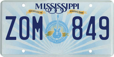 MS license plate ZOM849