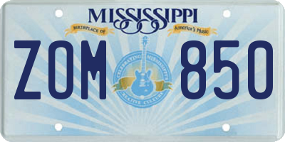 MS license plate ZOM850