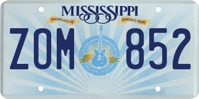 MS license plate ZOM852