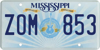 MS license plate ZOM853