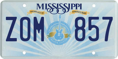MS license plate ZOM857