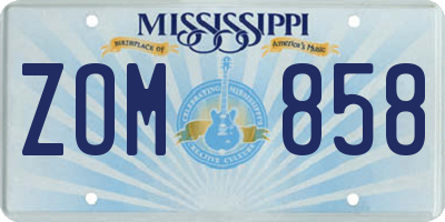 MS license plate ZOM858