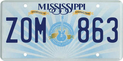 MS license plate ZOM863
