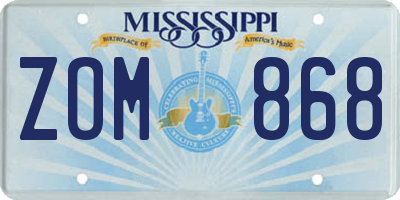 MS license plate ZOM868