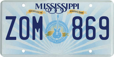 MS license plate ZOM869