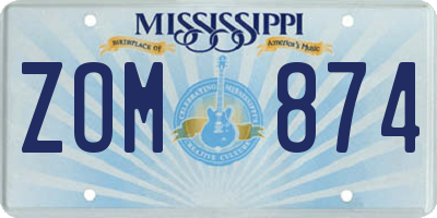 MS license plate ZOM874