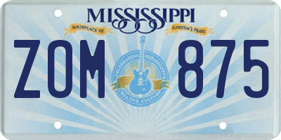 MS license plate ZOM875