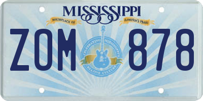 MS license plate ZOM878