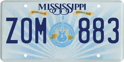 MS license plate ZOM883