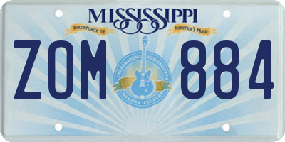 MS license plate ZOM884