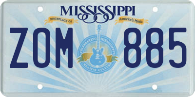MS license plate ZOM885