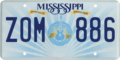 MS license plate ZOM886