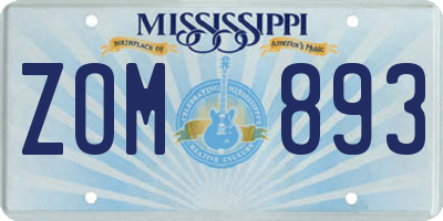 MS license plate ZOM893
