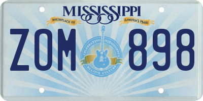 MS license plate ZOM898