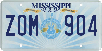 MS license plate ZOM904