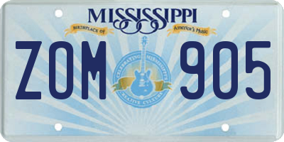 MS license plate ZOM905