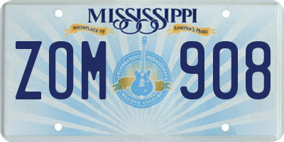 MS license plate ZOM908