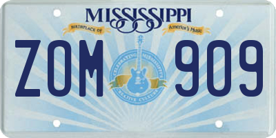 MS license plate ZOM909