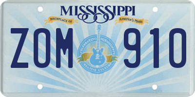 MS license plate ZOM910