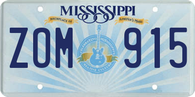 MS license plate ZOM915