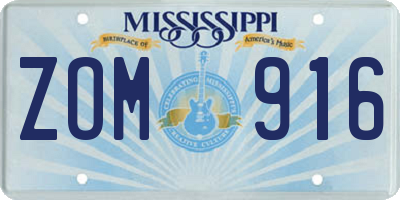 MS license plate ZOM916