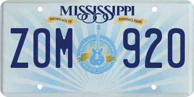 MS license plate ZOM920