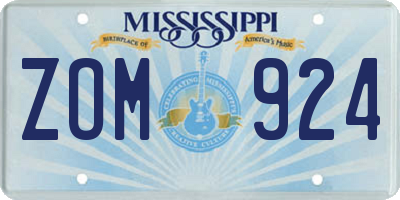 MS license plate ZOM924