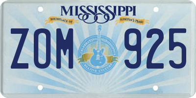 MS license plate ZOM925