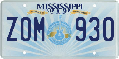 MS license plate ZOM930