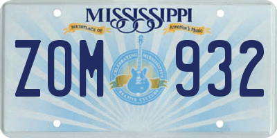 MS license plate ZOM932