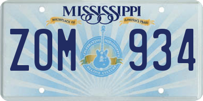 MS license plate ZOM934