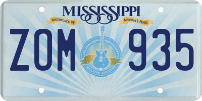 MS license plate ZOM935