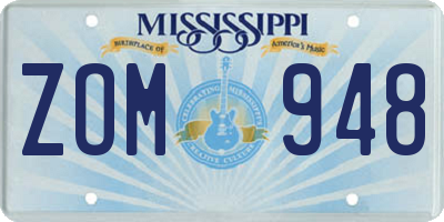 MS license plate ZOM948