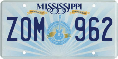 MS license plate ZOM962