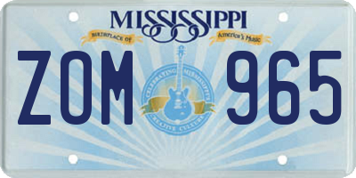 MS license plate ZOM965