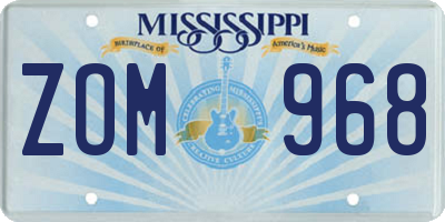 MS license plate ZOM968
