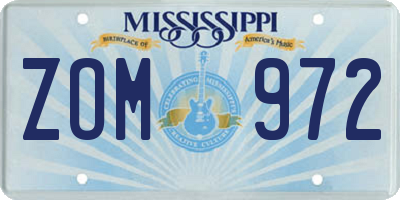 MS license plate ZOM972